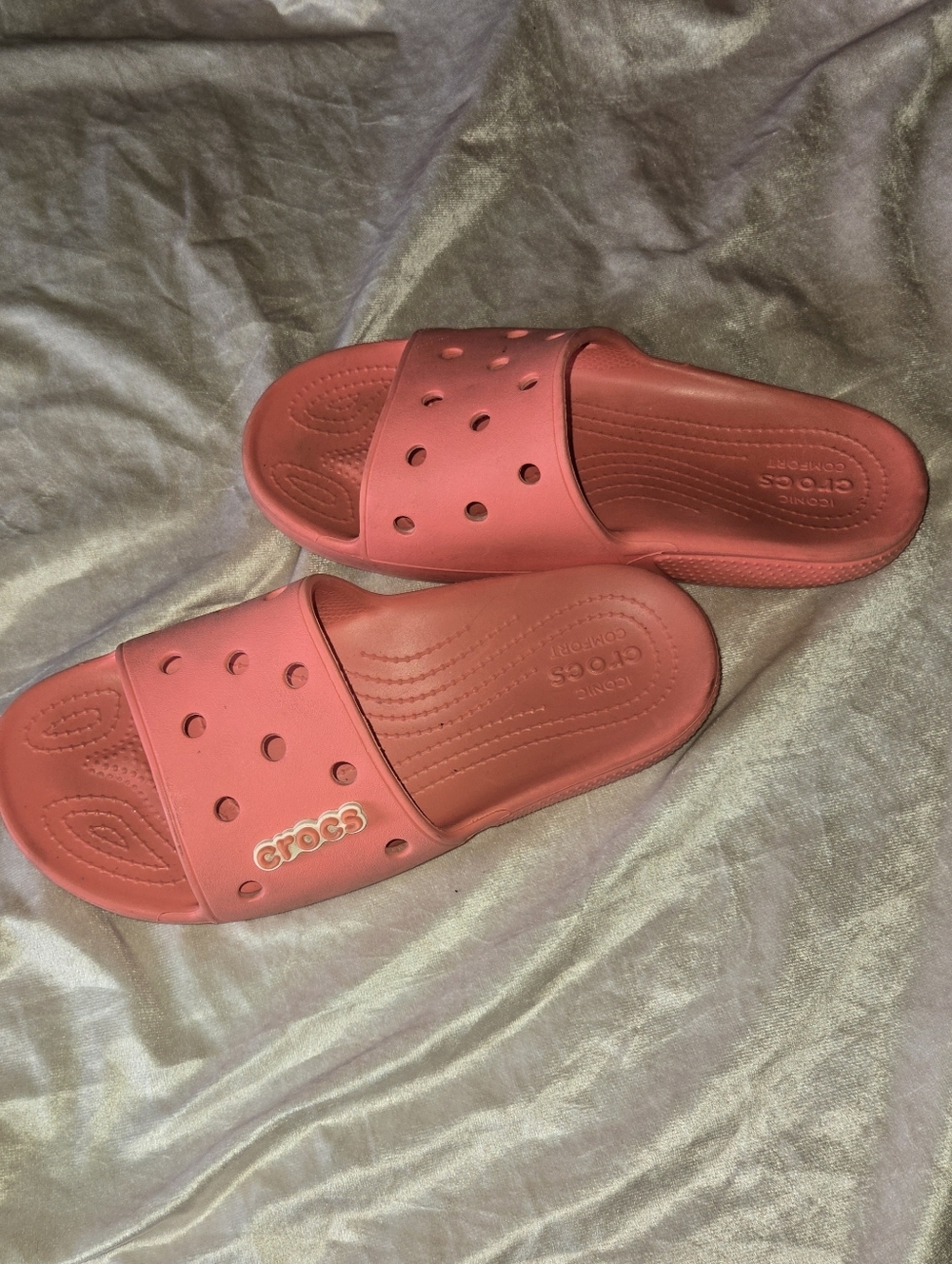 CROCS Coral Pink Slide Sandals with Vent Holes